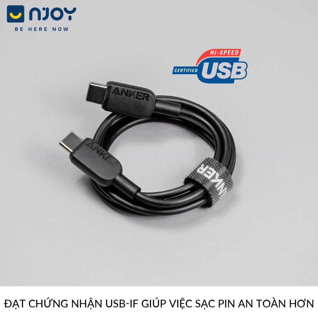 Cáp Sạc Nhanh 60W Anker 310 Type C To Type C Cho Điện Thoại iPhone 16 Pro Max 15 Samsung