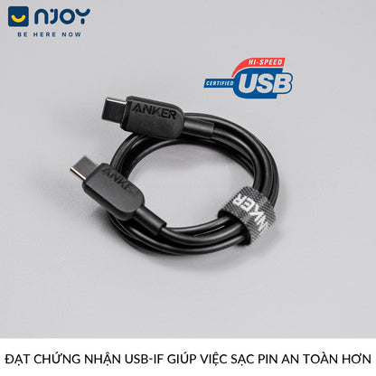 Cáp Sạc Nhanh 60W Anker 310 Type C To Type C Cho Điện Thoại iPhone 16 Pro Max 15 Samsung