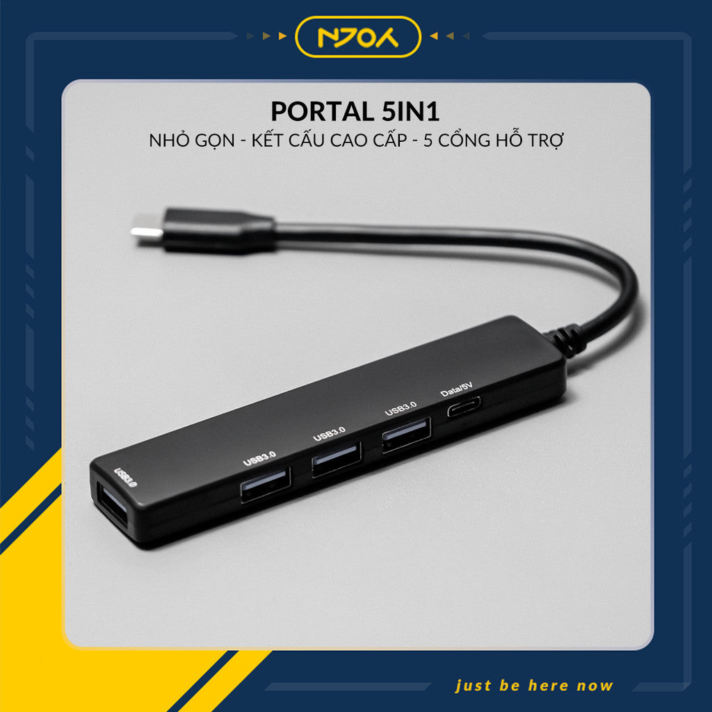 Hub Type C Chuyển Đổi 5 Trong 1 Hỗ Trợ Cổng USB 3.0 Type C Cho Điện Thoại Laptop Máy Tính Bảng
