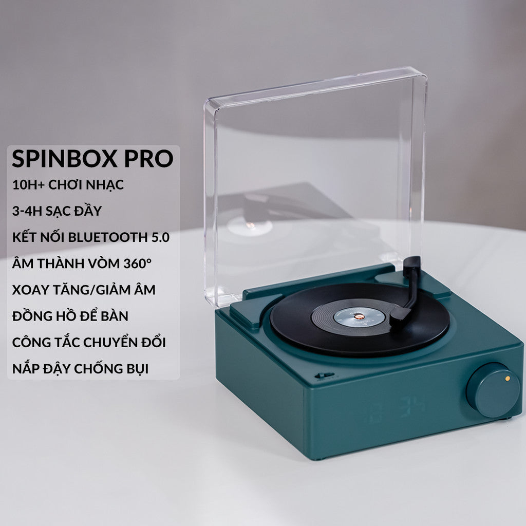 Loa Bluetooth Vintage Đĩa Than Xoay Trong Suốt Để Bàn Trang Trí Phòng Ngủ Quà Tặng