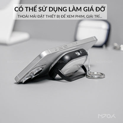 Ốp Trong Suốt Khóa Cài Viền Màu Hỗ Trợ Sạc Không Dây Kèm Móc Khóa Cho AirPods Pro 2 3
