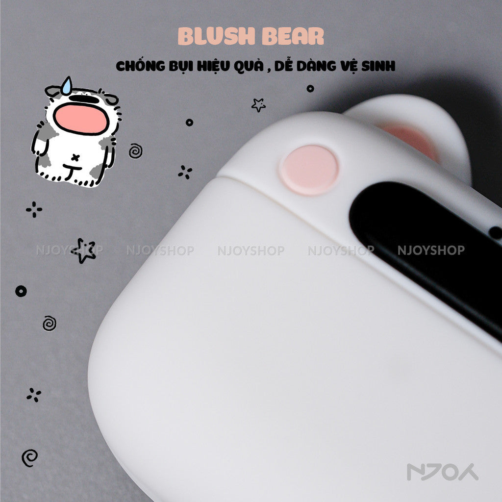 Ốp Silicon In Hình Gấu Dễ Thương Chống Sốc Kèm Móc Khóa Cho AirPods Pro 3 2