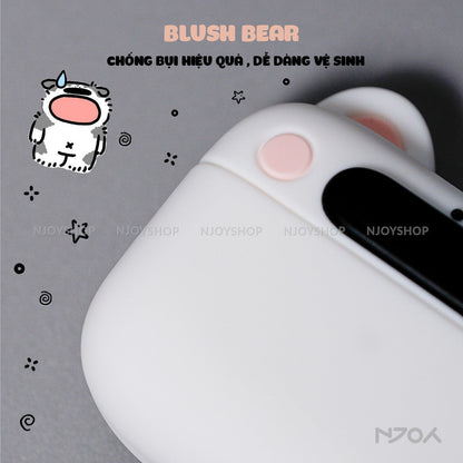 Ốp Silicon In Hình Gấu Dễ Thương Chống Sốc Kèm Móc Khóa Cho AirPods Pro 3 2