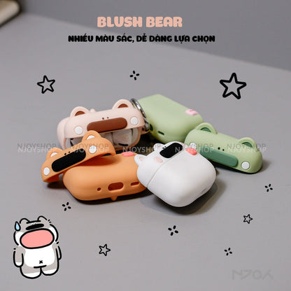 Ốp Silicon In Hình Gấu Dễ Thương Chống Sốc Kèm Móc Khóa Cho AirPods Pro 3 2