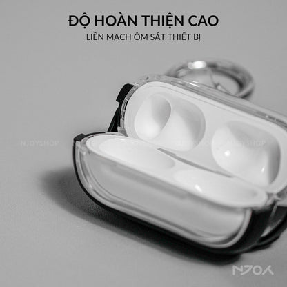 Ốp Trong Suốt Khóa Cài Viền Màu Hỗ Trợ Sạc Không Dây Kèm Móc Khóa Cho AirPods Pro 2 3
