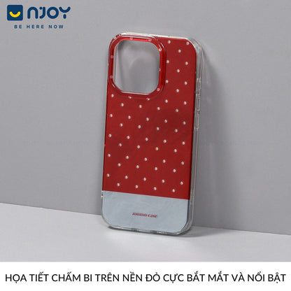 Ốp Lưng Chấm Bi Màu Đỏ Phản Quang Tráng Gương Cho Điện Thoại iPhone 17 Pro Max 16 15 14 13 12
