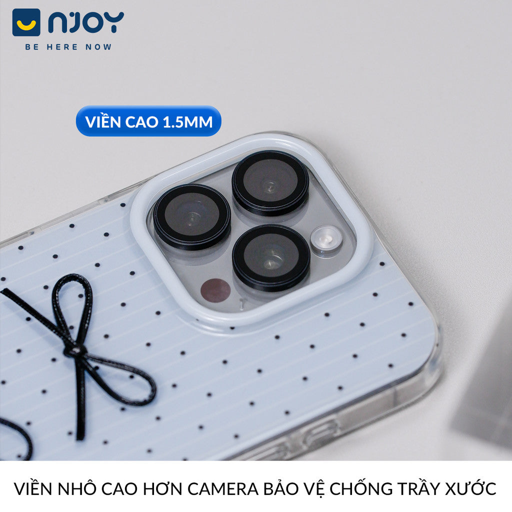 Ốp Lưng Nơ Chấm Bi Màu Xanh Dễ Thương Bảo Vệ Camera Cho Điện Thoại iPhone 17 Pro Max 16 15 14 13 12