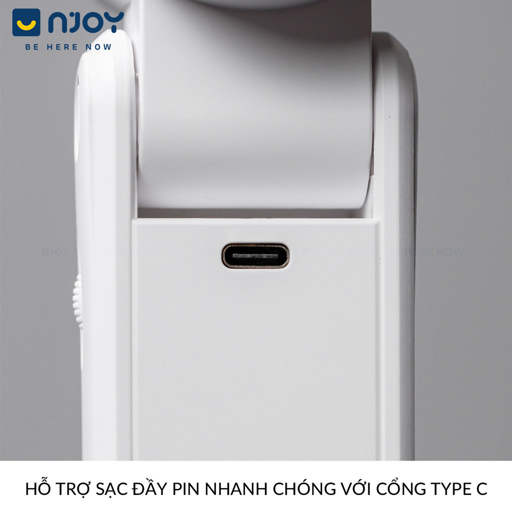 Quạt Cầm Tay Mini Siêu Nhỏ Gọn Chống Ồn Sạc Tích Điện Type C Pin Dung Lượng Lớn Màn Hình LCD