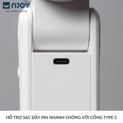 Quạt Cầm Tay Mini Siêu Nhỏ Gọn Chống Ồn Sạc Tích Điện Type C Pin Dung Lượng Lớn Màn Hình LCD