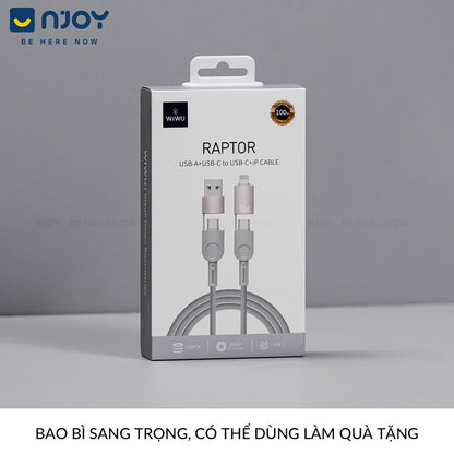 Cáp Sạc Đa Năng Wiwu 4 in 1 100W Chống Đứt Gãy Cho Điện Thoại iPhone Samsung Laptop Macbook iPad