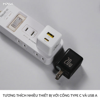 Củ Sạc Nhanh 20W Baseus Palm 2 Cổng Type C USB-A Nhỏ Gọn Cho iPhone Samsung