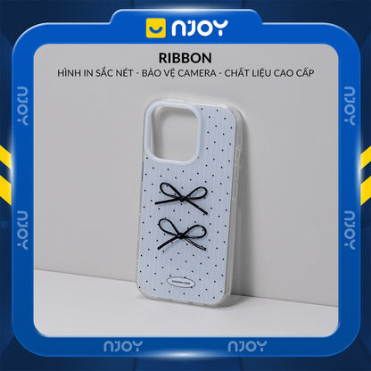 Ốp Lưng Nơ Chấm Bi Màu Xanh Dễ Thương Bảo Vệ Camera Cho Điện Thoại iPhone 17 Pro Max 16 15 14 13 12