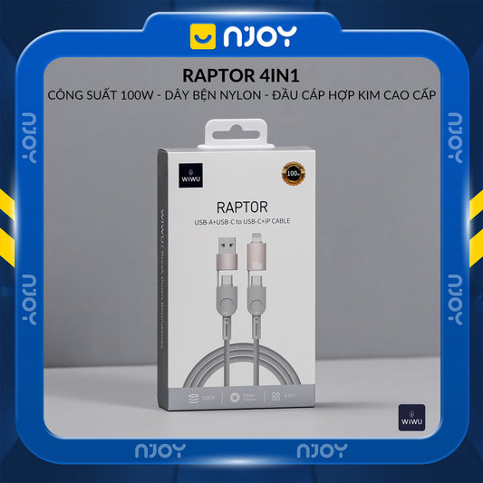 Cáp Sạc Đa Năng Wiwu 4 in 1 100W Chống Đứt Gãy Cho Điện Thoại iPhone Samsung Laptop Macbook iPad