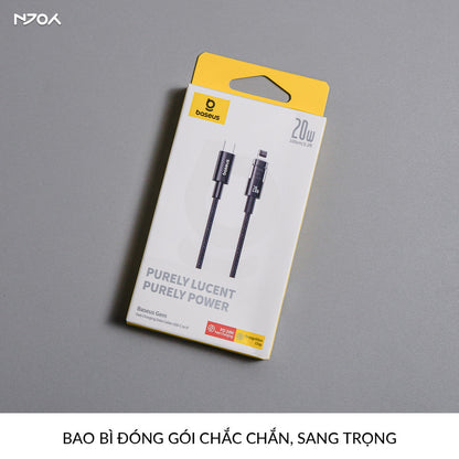 Cáp Sạc Nhanh Baseus PD 20W Trong Suốt Dây Dù Chống Đứt Cho iPhone 14 Pro Max 13 12 11
