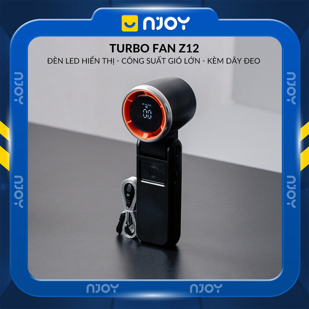 Quạt Cầm Tay Mini Siêu Nhỏ Gọn Chống Ồn Sạc Tích Điện Type C Pin Dung Lượng Lớn Màn Hình LCD