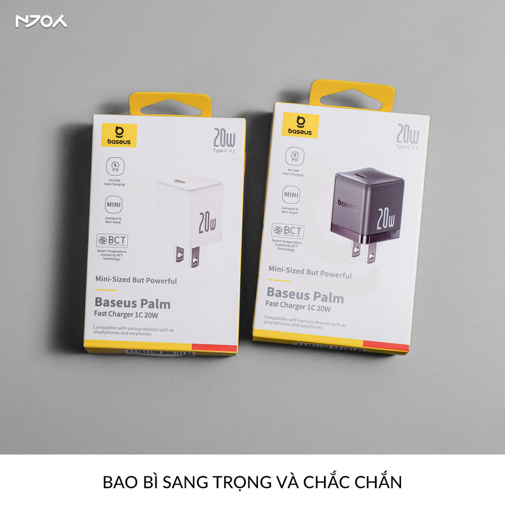 Củ Sạc Nhanh 20W Baseus Palm 2 Cổng Type C USB-A Nhỏ Gọn Cho iPhone Samsung