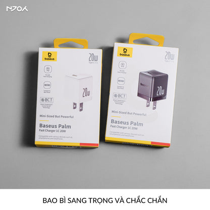Củ Sạc Nhanh 20W Baseus Palm 2 Cổng Type C USB-A Nhỏ Gọn Cho iPhone Samsung
