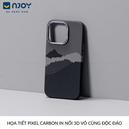 Ốp Carbon Magsafe Siêu Mỏng PC In Hình Núi Cho Điện THoại iPhone 16 Pro Max 15 14 13