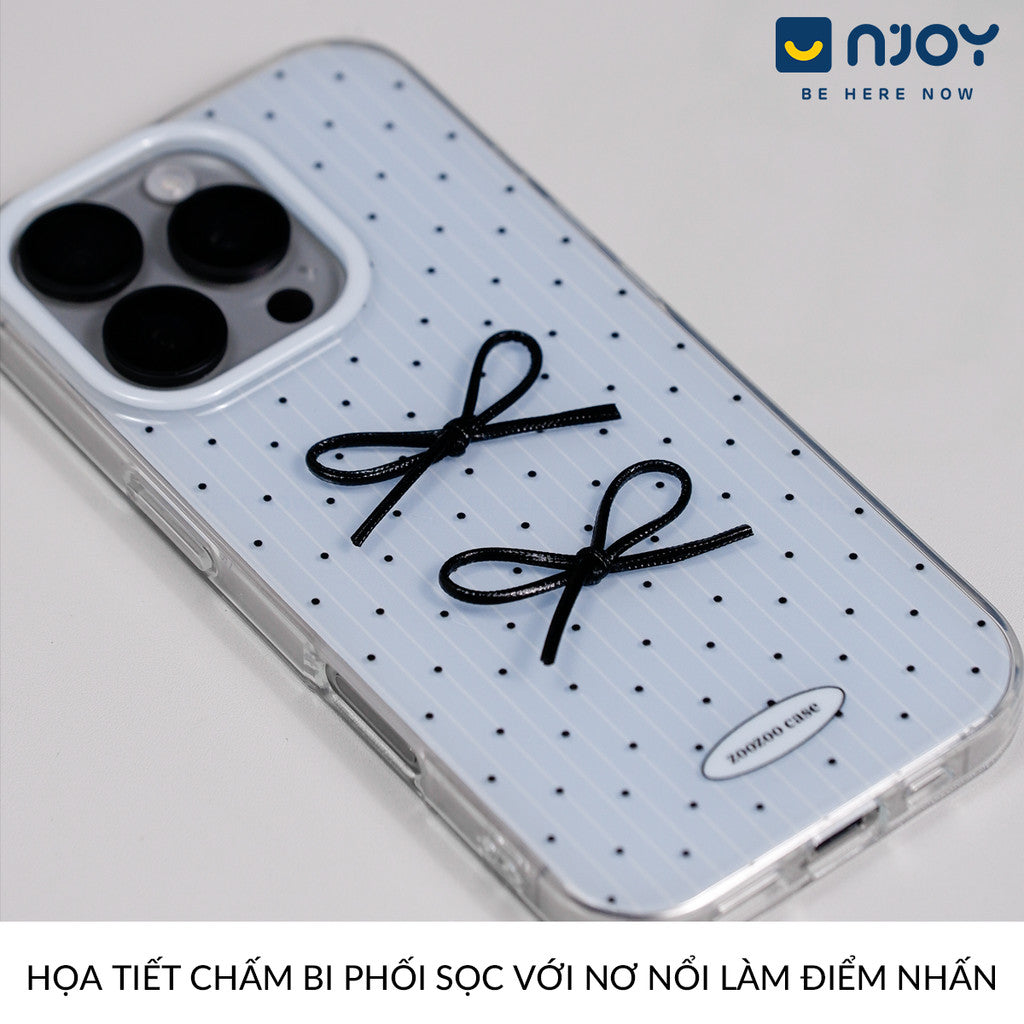 Ốp Lưng Nơ Chấm Bi Màu Xanh Dễ Thương Bảo Vệ Camera Cho Điện Thoại iPhone 17 Pro Max 16 15 14 13 12