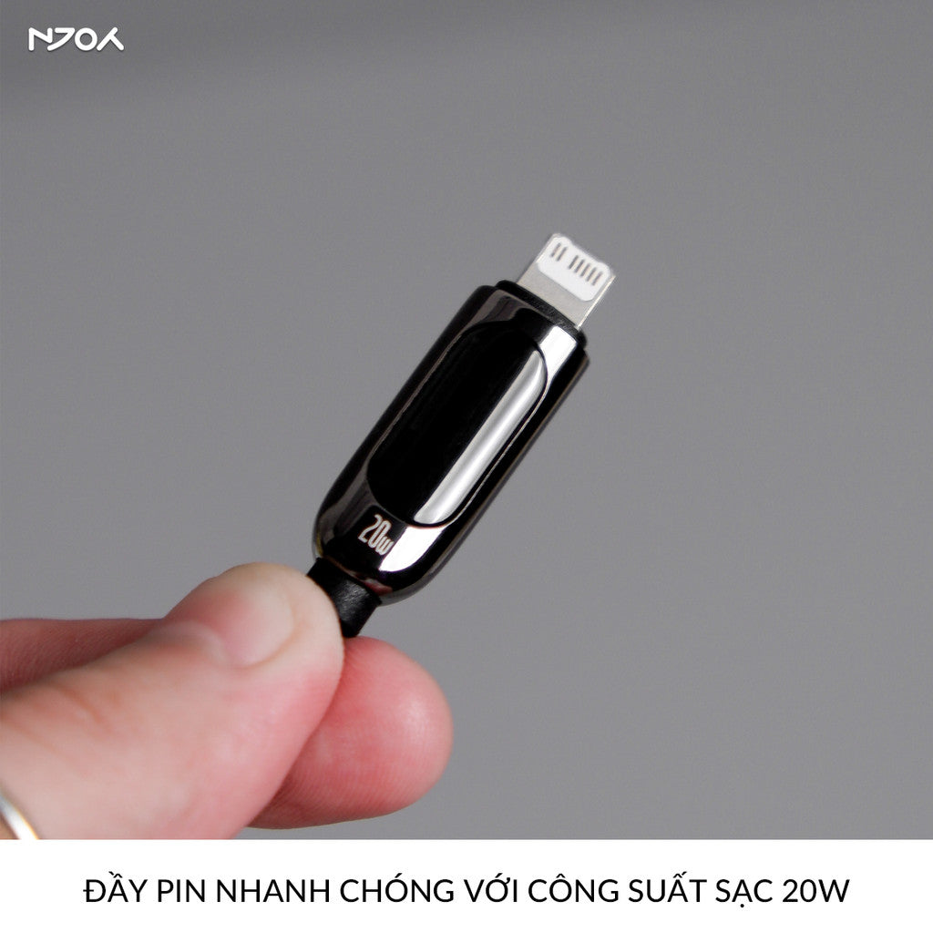 Cáp Sạc Nhanh 20W Baseus Có Màn Hình Led Type C to Lightning Cho iPhone