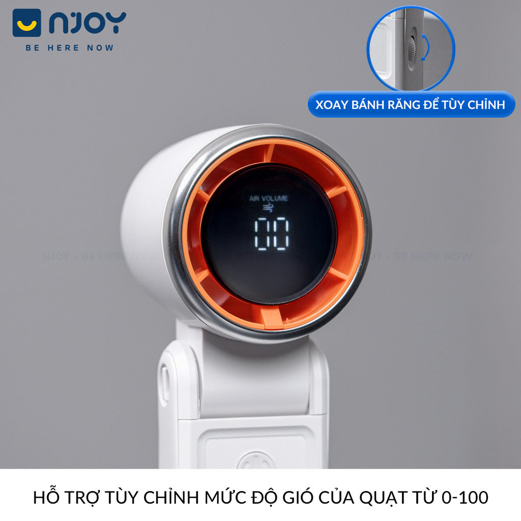 Quạt Cầm Tay Mini Siêu Nhỏ Gọn Chống Ồn Sạc Tích Điện Type C Pin Dung Lượng Lớn Màn Hình LCD