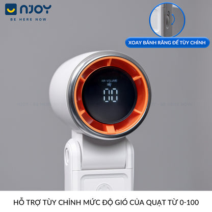 Quạt Cầm Tay Mini Siêu Nhỏ Gọn Chống Ồn Sạc Tích Điện Type C Pin Dung Lượng Lớn Màn Hình LCD