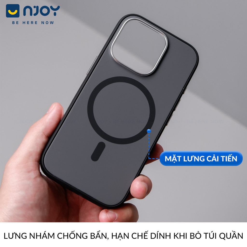 Ốp Nhám Chống Bẩn Magsafe Viền Dẻo Cao Cấp Cho Điện Thoại iPhone 16 Pro Max 15