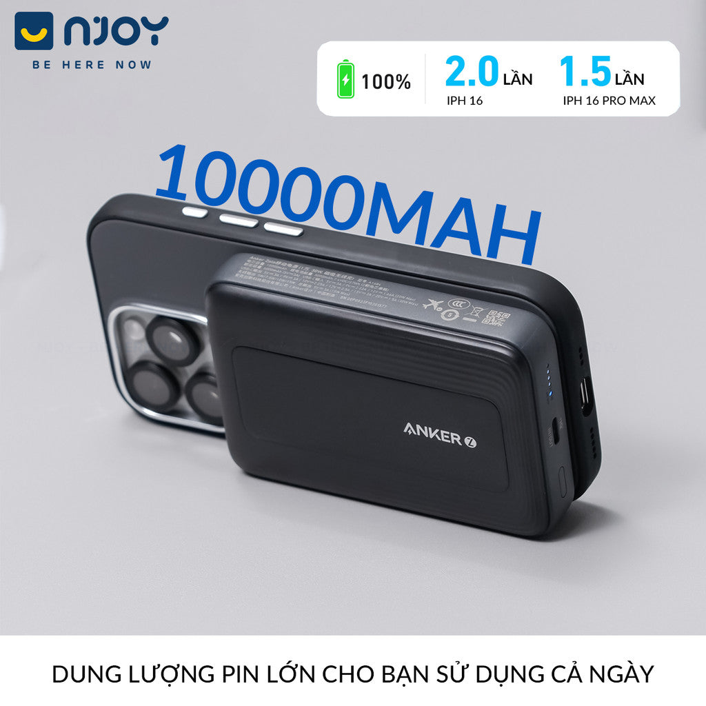 Sạc Dự Phòng Anker 10000mAh Magsafe 30W CCC Cho Điện Thoại iPhone 16 Pro Max 15 14 13