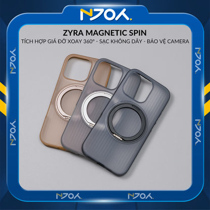 Ốp Lưng Kiêm Giá Đỡ Xoay 360 Độ Hỗ Trợ Sạc Không Dây Từ Tính Cho Điện Thoại iPhone 16 Pro Max 15 14