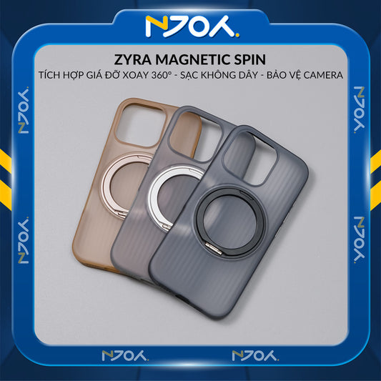 Ốp Lưng Kiêm Giá Đỡ Xoay 360 Độ Hỗ Trợ Sạc Không Dây Từ Tính Cho Điện Thoại iPhone 16 Pro Max 15 14