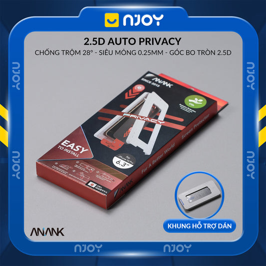 Kính Cường Lực Tự Dán Chống Trộm Anank 2.5D Cao Cấp Cho Điện Thoại iPhone 16 Pro Max 15 14 13