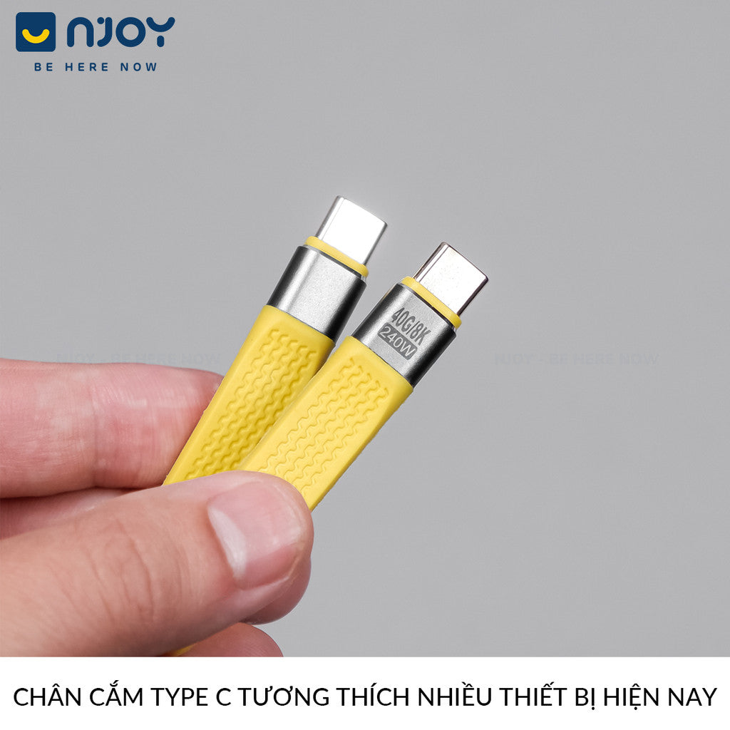 Cáp Ngắn C To C 240W Chip E-Mark 13cm Chuẩn USB 4.0 Hỗ Trợ Xuất Video 8K@60Hz Truyền Dữ Liệu 40Gbps