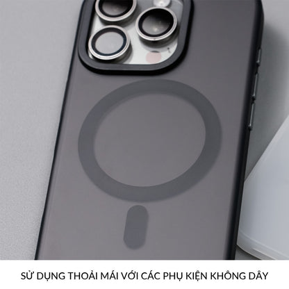 Ốp Nhám Hỗ Trợ Sạc Không Dây Từ Tính Cao Cấp Bảo Vệ Camera Cho Điện Thoại iPhone 16 Pro Max 15 14