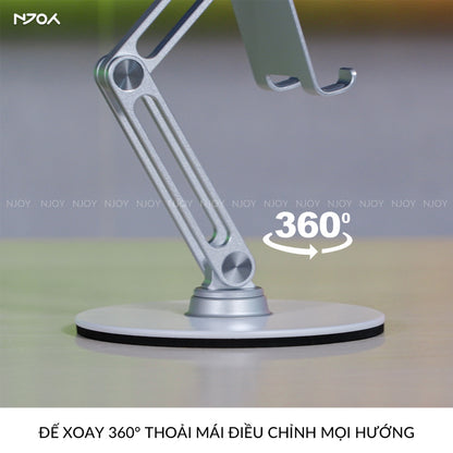 Giá Đỡ Điện Thoại Máy Tính Bảng Boneruy Để Bàn Xoay 360 Độ Điều Chỉnh Độ Cao Hợp Kim Nhôm Cao Cấp