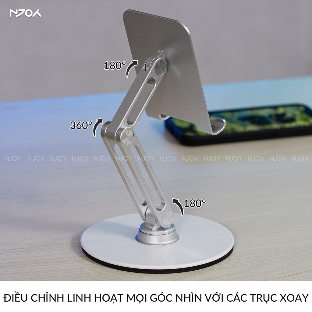Giá Đỡ Điện Thoại Máy Tính Bảng Boneruy Để Bàn Xoay 360 Độ Điều Chỉnh Độ Cao Hợp Kim Nhôm Cao Cấp