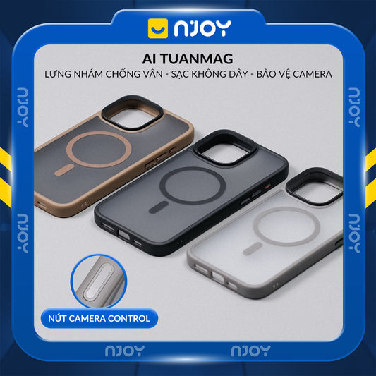 Ốp Nhám Hỗ Trợ Sạc Không Dây Từ Tính Nút Bấm AI Camera Cao Cấp Cho Điện Thoại iPhone 16 Pro Max