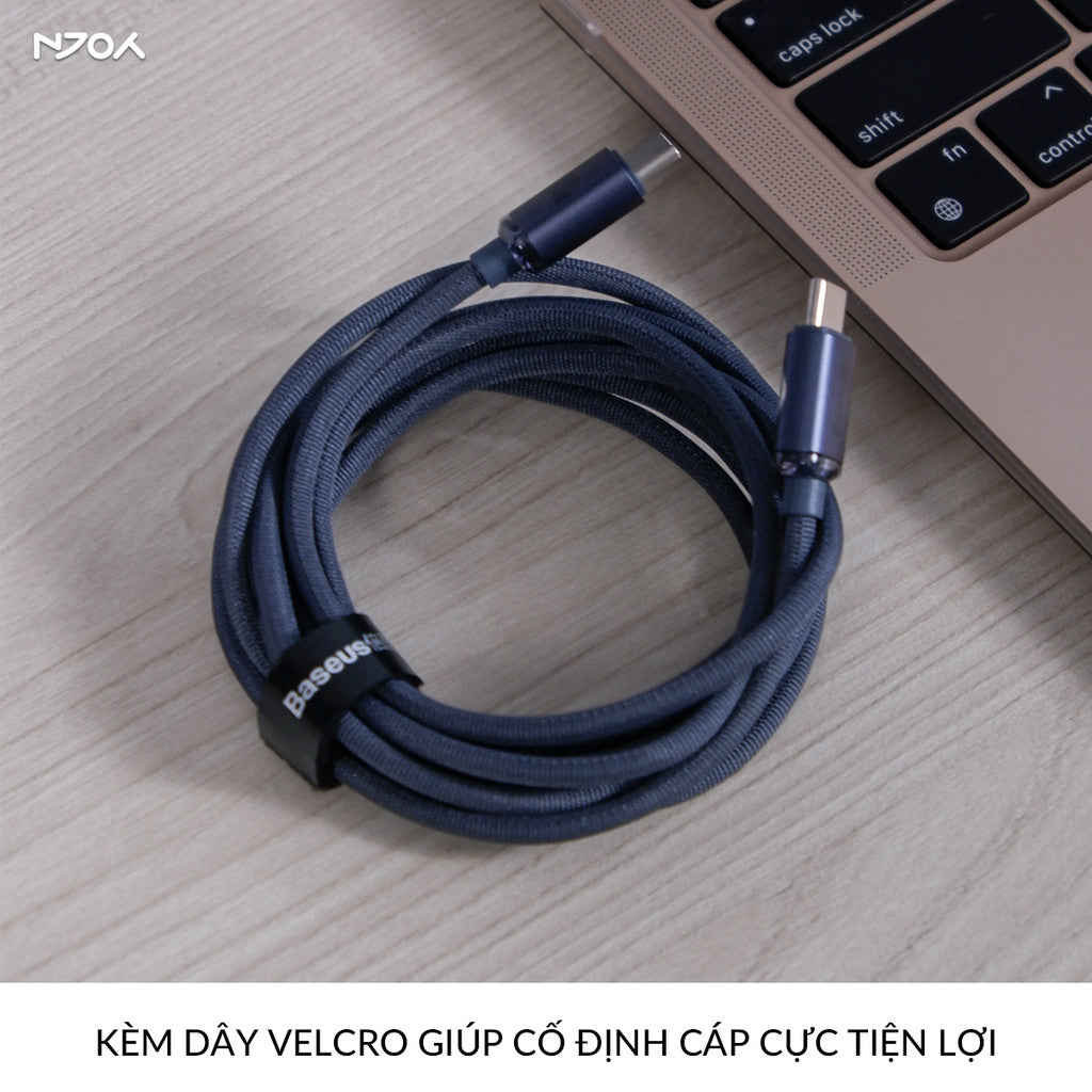 Cáp Sạc Nhanh Baseus 100W Trong Suốt Dây Dù Bện Chống Đứt Gãy Cho iPhone 16 Pro Max 15