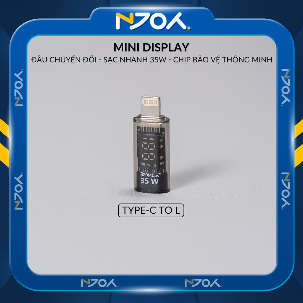 Đầu Chuyển Type-C to Lightning 35W Njoy Màn Hình Led Cho Điện Thoại iPhone 16 Pro Max 15 14 13 12 11