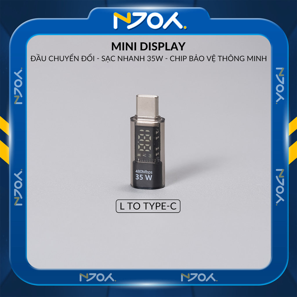 Đầu Chuyển Type-C to Lightning 35W Njoy Màn Hình Led Cho Điện Thoại iPhone 16 Pro Max 15 14 13 12 11