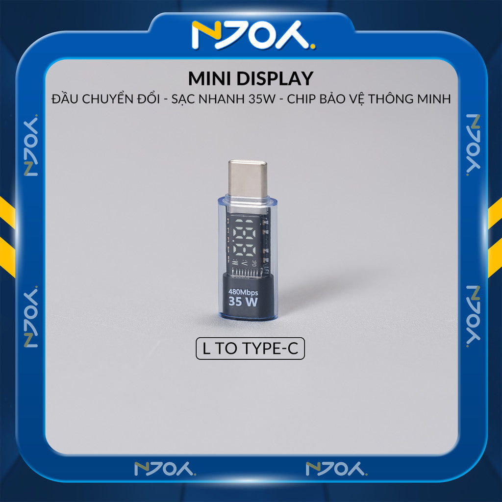 Đầu Chuyển Type-C to Lightning 35W Njoy Màn Hình Led Cho Điện Thoại iPhone 16 Pro Max 15 14 13 12 11