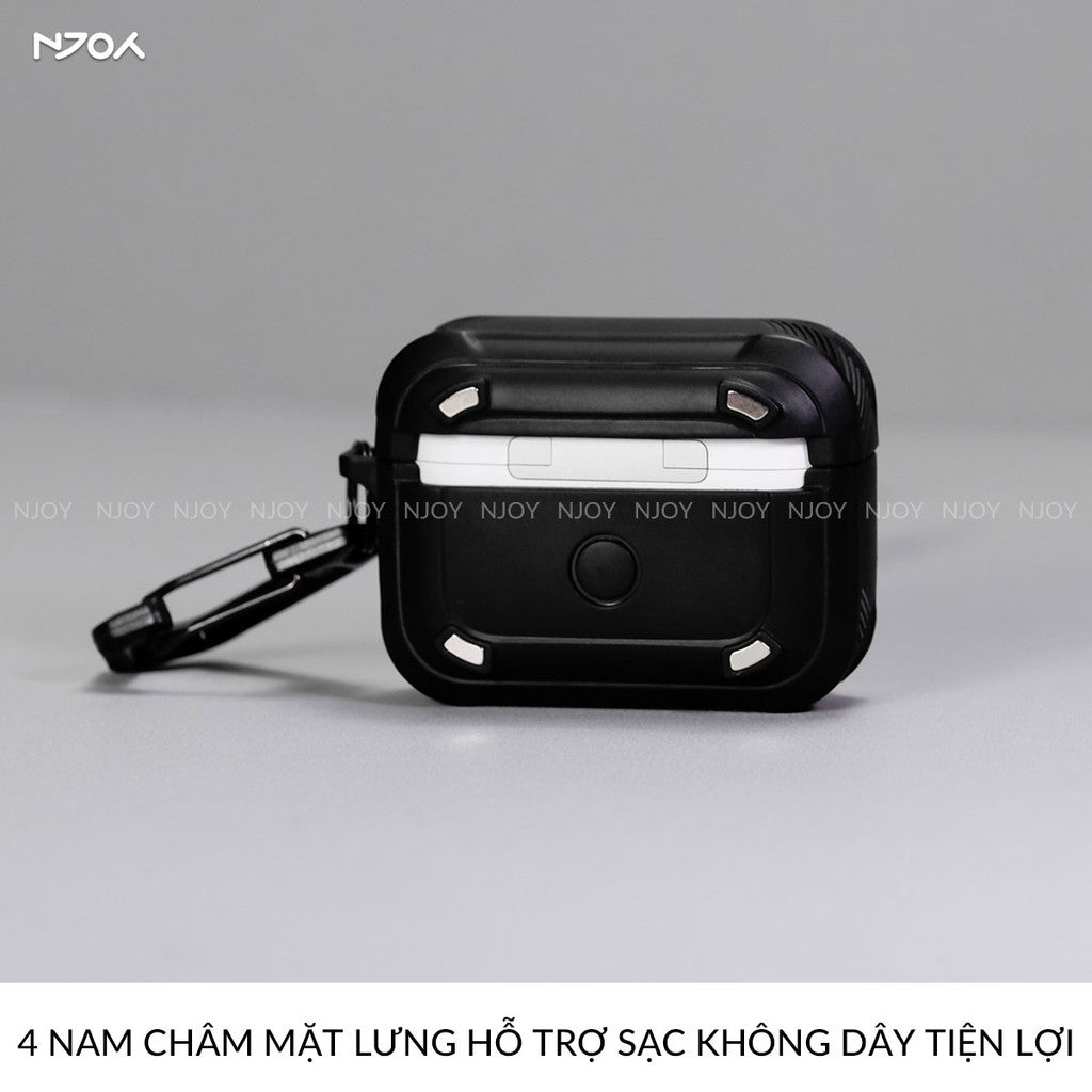 Ốp Tai Nghe AirPods Pro 2 4 Cyberlock Nút Bấm Kim Loại Từ Tính Kèm Móc Khóa Chống Sốc