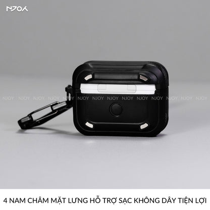 Ốp Tai Nghe AirPods Pro 2 4 Cyberlock Nút Bấm Kim Loại Từ Tính Kèm Móc Khóa Chống Sốc