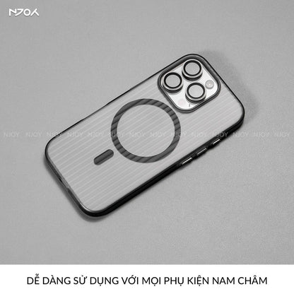 Ốp Nhám Sọc Nổi 3D Njoy Tích Hợp Sạc Nam Châm Từ Tính Cho iPhone 17 Pro Max 16 15 14 13 12
