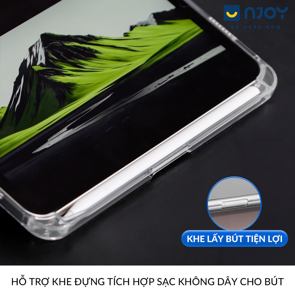 Bao Da Ốp Lưng iPad Trong Suốt Chống Sốc Mặt Lưng Gấp Gọn Chữ Y Có Khay Đựng Bút Apple Pencil