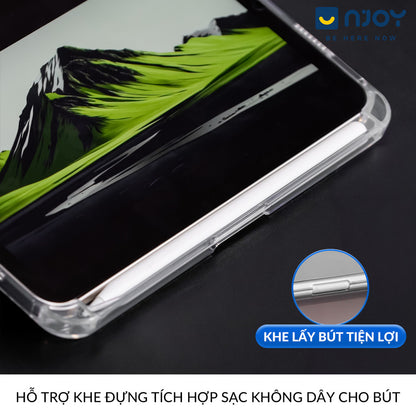 Bao Da Ốp Lưng iPad Trong Suốt Chống Sốc Mặt Lưng Gấp Gọn Chữ Y Có Khay Đựng Bút Apple Pencil