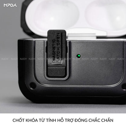 Ốp Tai Nghe AirPods Pro 3 2 4 Cyberlock Nút Bấm Kim Loại Từ Tính Kèm Móc Khóa Chống Sốc