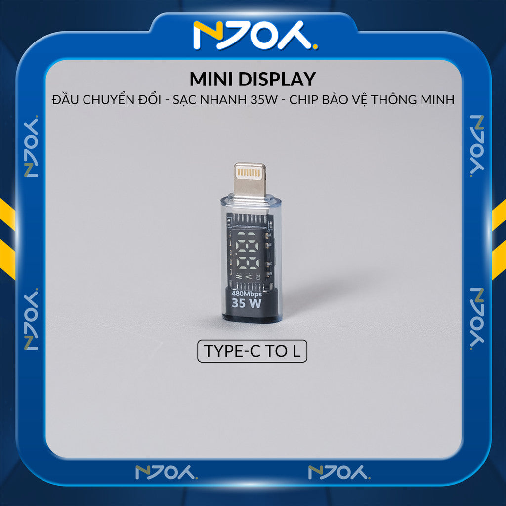 Đầu Chuyển Type-C to Lightning 35W Njoy Màn Hình Led Cho Điện Thoại iPhone 16 Pro Max 15 14 13 12 11