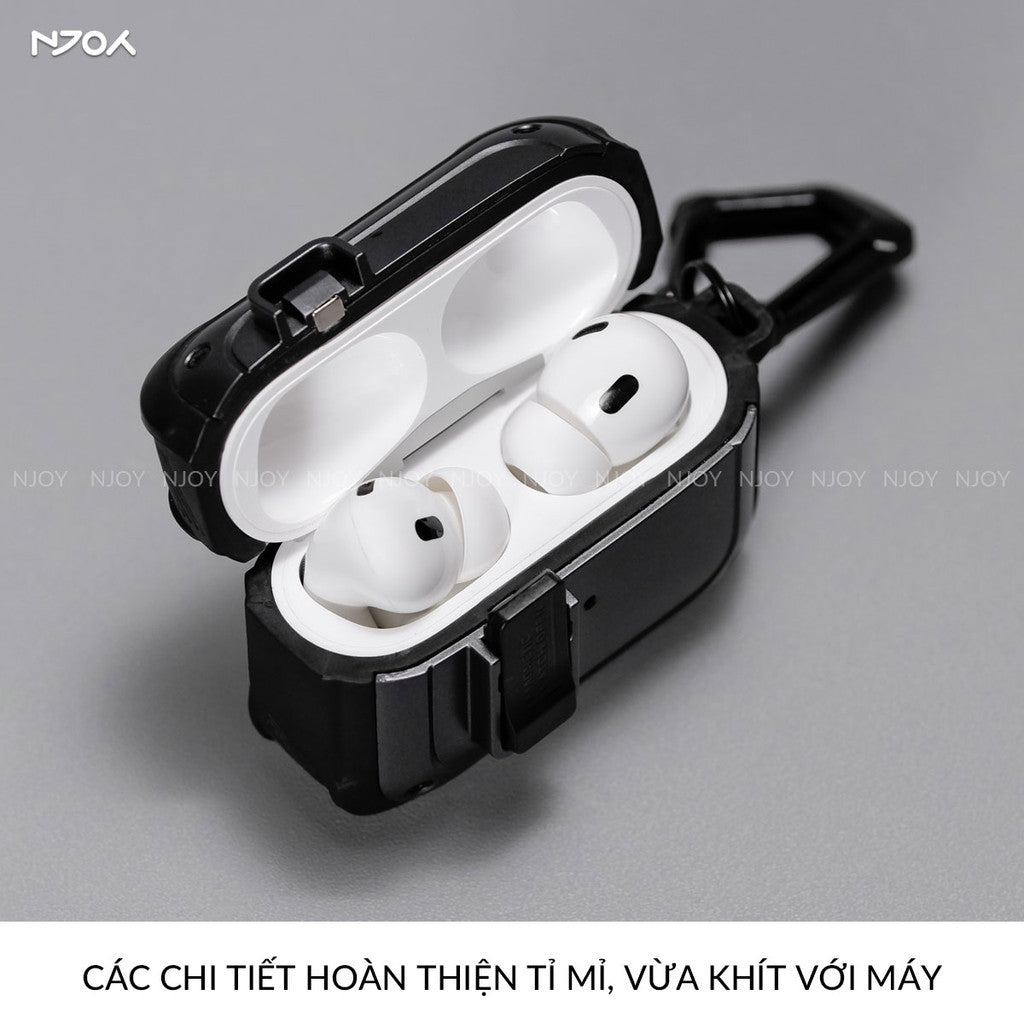 Ốp Tai Nghe AirPods Pro 2 4 Cyberlock Nút Bấm Kim Loại Từ Tính Kèm Móc Khóa Chống Sốc