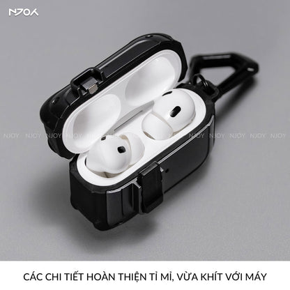 Ốp Tai Nghe AirPods Pro 2 4 Cyberlock Nút Bấm Kim Loại Từ Tính Kèm Móc Khóa Chống Sốc