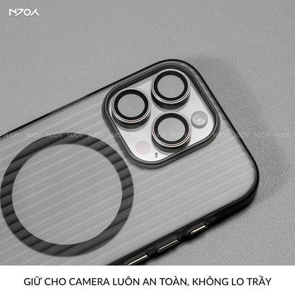 Ốp Nhám Sọc Nổi 3D Njoy Tích Hợp Sạc Nam Châm Từ Tính Cho iPhone 17 Pro Max 16 15 14 13 12